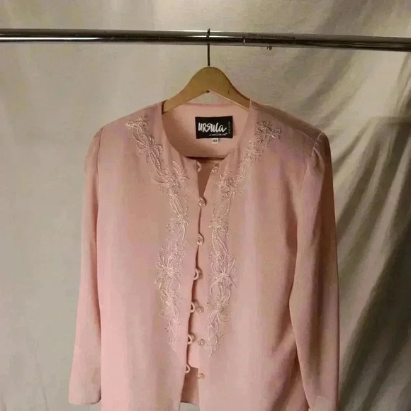 Vintage pink sequined 2 piece shirt and skirt set size 10 Ursula of Switzerland - Picture 3 of 16